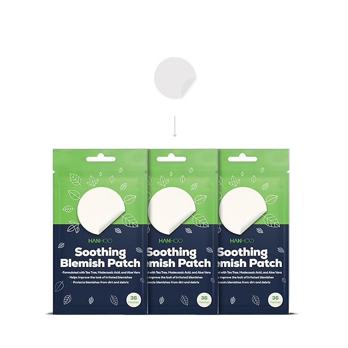 HANHOO Soothing Blemish Patch with Aloe, Madecassic Acid, and Tea Tree Extract | Hydrocolloid Spot Treatment | Calms Pre-stage, Irritated, and Popped Blemishes 108 count