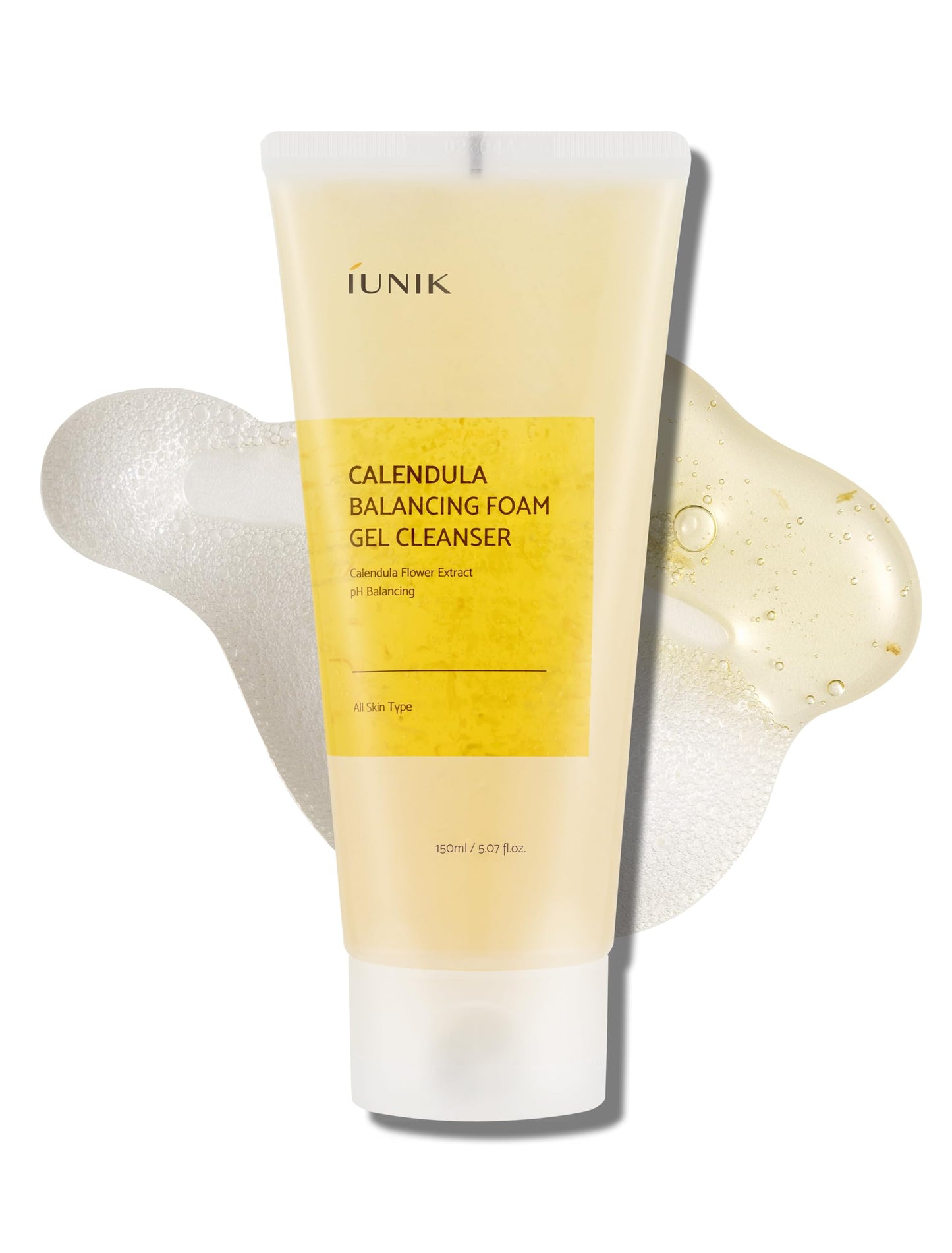 IUNIK Low pH Calendula Balancing Foam Gel Cleanser for All Skin Types – Face Wash with Centella Asiatica & Beta Glucan – Gentle Hydrating Mild Facial Cleanser 5.07 Fl. Oz. Korean Skincare