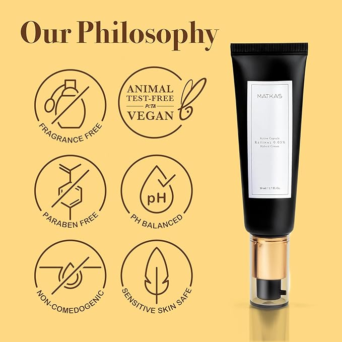 MATKAS Korean Active Capsule 0.05% Retinal Hybrid Cream - 1.7 Fl. Oz. Barrier Repair Night Cream, Korean Skin Care Moisturizer for Anti Aging Wrinkle Repair, Niacinamide Serum + Ceramide Moisturizer