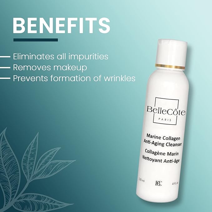 Marine Collagen Anti Aging Cleanser - Lichen Extract & Peptides for Dull And Dehydrated Skin, Removes Impurities & Makeup Toxins | Organic Seaweed Facial Cleanser 4 fl oz