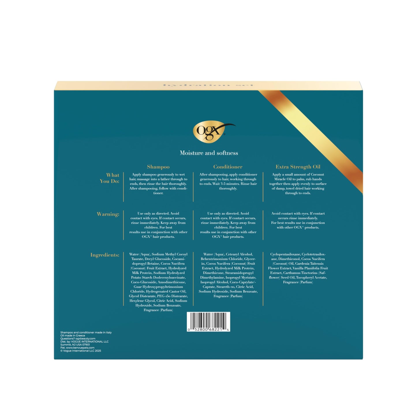 OGX Giftset Nourishing + Coconut Milk Shampoo & Conditioner & Extra Strength Damage Remedy + Coconut Miracle Oil Penetrating Hair Oil (3pc Hydration Set)