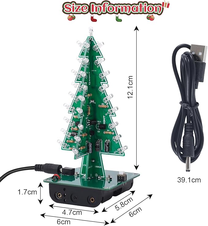 5 PCS Christmas Tree Soldering Project, Icstation 3D Xmas Tree Soldering Kit with LED Flashing Lights Soldering Practice 7 Colors DIY Christmas Tree Assemble Kit for Learning Teaching STEM Educational