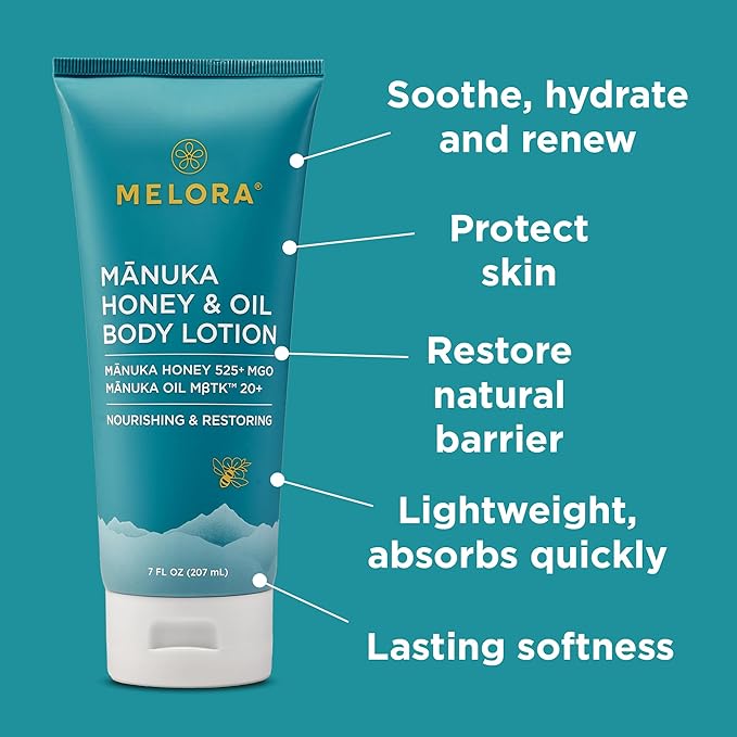 Manuka Honey Body Lotion (7oz), Moisturizing Lotion with Soothing Manuka Honey & Oil for Dry, Very Dry, Sensitive, or Aging Skin – Cream Moisturizer for Women & Men