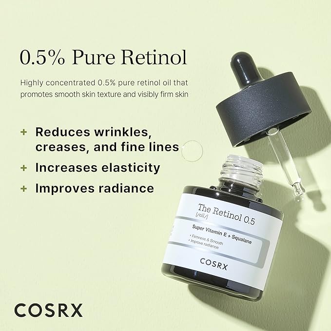 COSRX Retinol 0.5 Oil, Anti-aging Serum with 0.5% Retinoid Treatment for Face, Reduce Wrinkles, Fine Lines, & Signs of Aging, Gentle Skincare for Day & Night, Not Tested on Animals, Korean Skincare