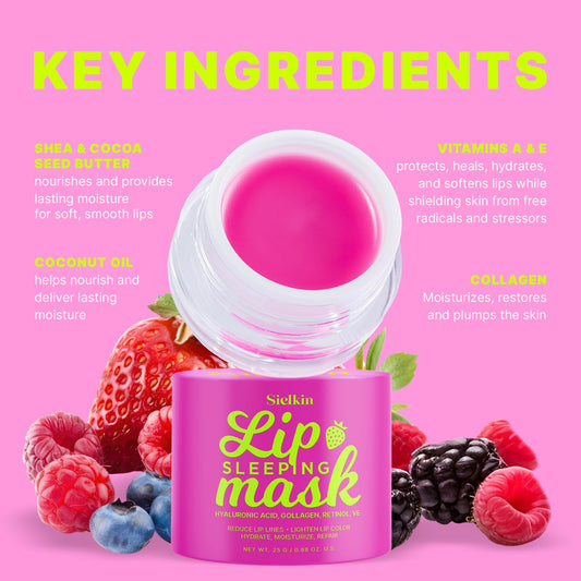 Overnight Lip Mask Lip Butter Balm: 24hrs Hydrating Repair Treatment Lip Sleeping Mask - Hyaluronic Acid/Shea Cocoa Seed Butter/Beeswax/Vitamins for Chapped Dry Lips Care/Moisturizer - Fade Lip Lines