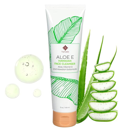 Hanalei Aloe E Face Gel Cleanser – Aloe Vera Face Wash for Sensitive, Oily & Dry Skin – Gentle, Oil-Free, Hydrating with Vitamin E – Vegan, Cruelty-Free Hawaiian Skincare – Made in USA (5 oz)
