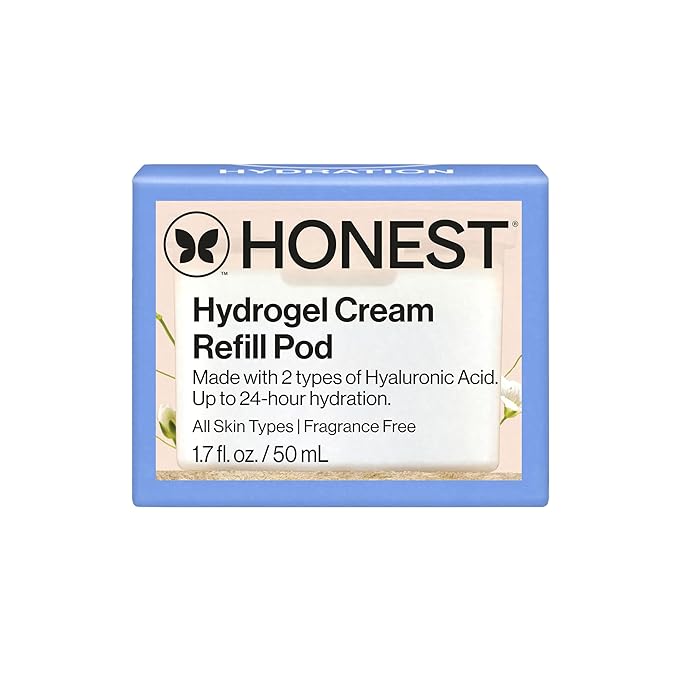 Honest Beauty Refill Pod for Full Size Hydrogel Cream | Lightweight, Moisturizing Water Cream | Gentle for Sensitive Skin, Fragrance Free, Vegan | 1.7 fl oz