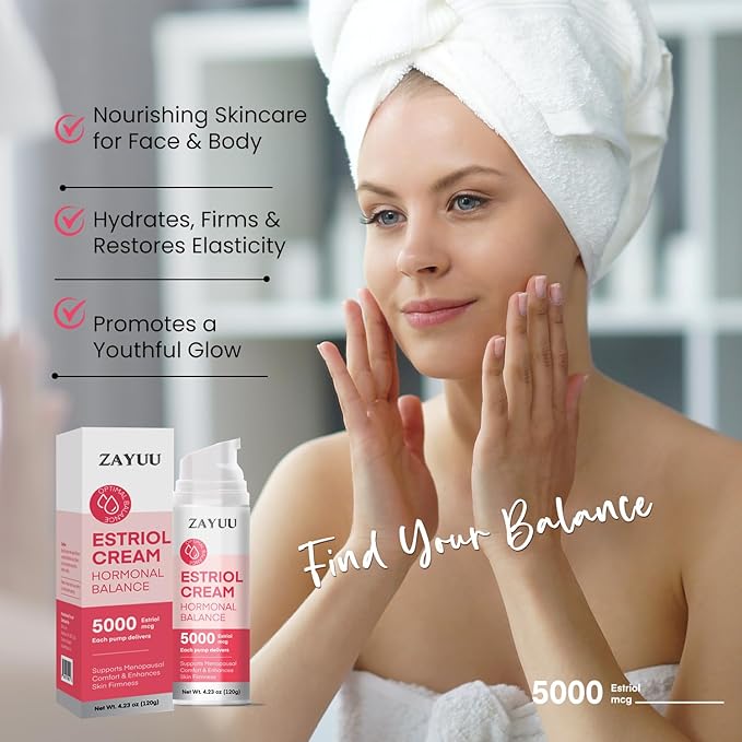 Estriol Face Cream for Women: Hydrating Botanical Formula with Wild Yam for Skin Wellness & Daily Comfort – 3-Month Supply (4.23 oz)