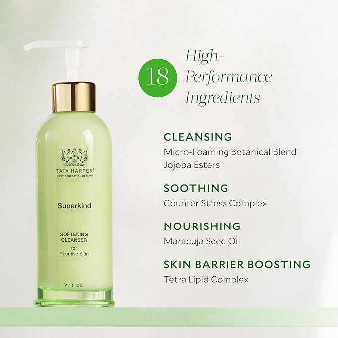Tata Harper Superkind Softening Cleanser, Gentle Cleanser for Sensitive Skin, Hypoallergenic Skincare, Fragrance Free, Natural Skincare, Dermatologist Tested, Vegan, 125ml