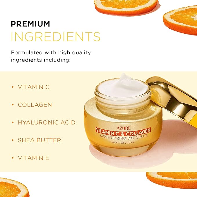 Azure Dermatologist Tested Vitamin C Face Moisturizer - K Beauty Anti-Aging, Glowing & Deep Hydration Face Cream - Korean Skincare - All Skin Types 1.69 fl oz
