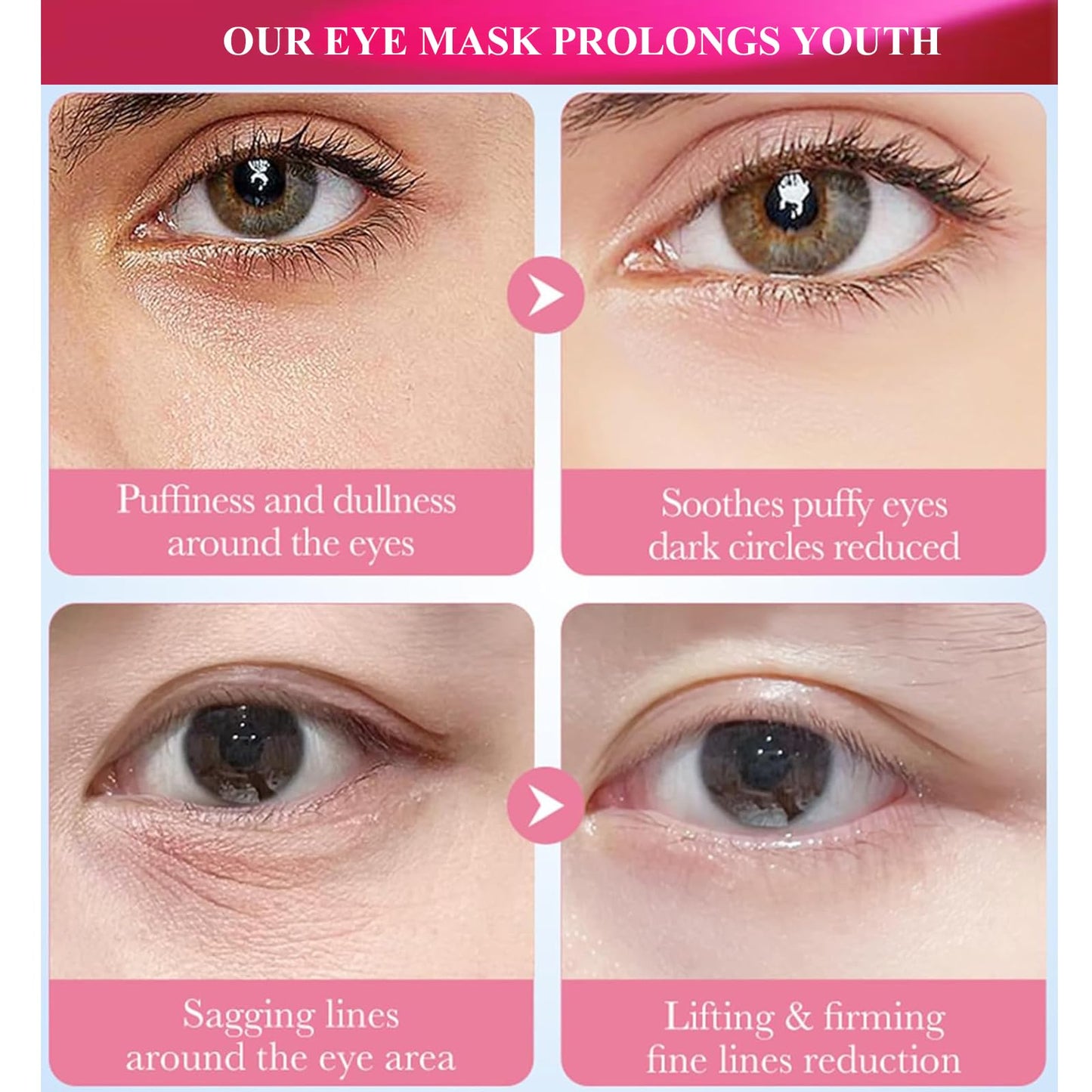 Felico 30Pcs Lip Mask Under Eye Masks Patches,Crystal Collagen Hydrating Moisturizing Smoothing Lips Gel Pads for Puffy Eyes Bags,Dark Circles,Puffiness,Fine Lines,Wrinkles,Anti-Aging Red Pomegranate