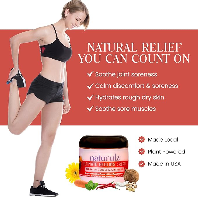 Naturulz Ultimate Healing Cream 4 Ounce Fast-Acting Topical for Joint and Muscle Discomfort with Arnica, Capsicum, Calendula. Powerful, All-Natural 'NO Junk' Formula.