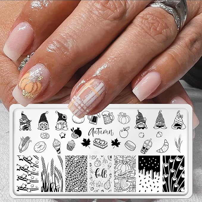 Fall nail stamping plate thanksgiving