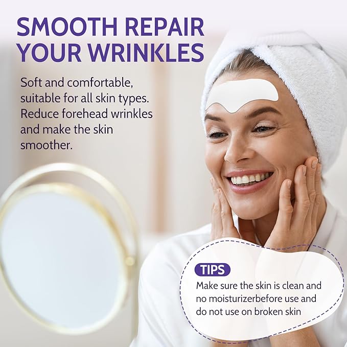 Forehead Wrinkle Patches - 12pcs Smooth Fine Lines & Wrinkles, Anti-Wrinkle Patches with Aloe,Vitamin E, Anti Wrinkle Patches, Forehead Wrinkles Treatment with Hydrolyzed Collagen