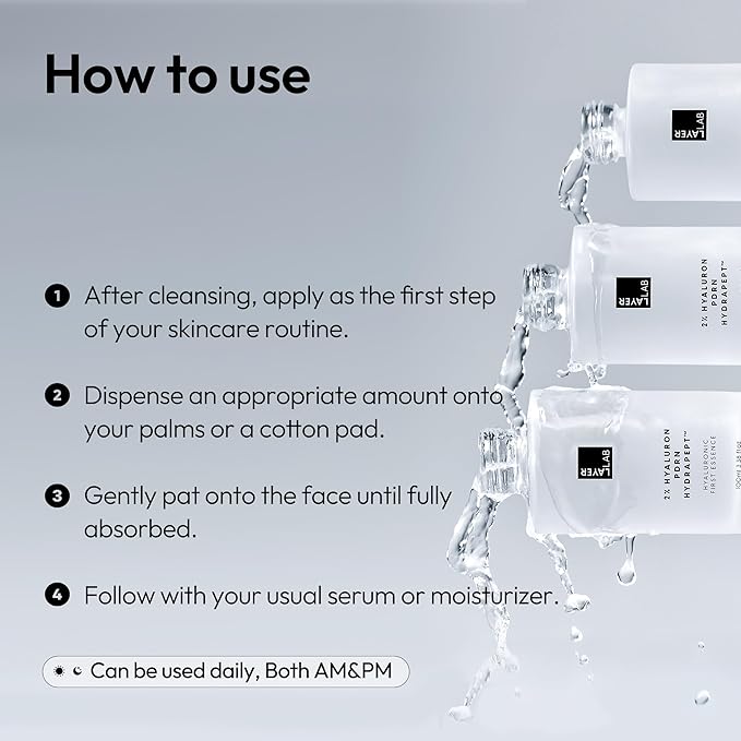 LAYERLAB Hyaluronic Acid Serum for Face, Layerlab 2% Hyaluronic Acid PDRN Multi-Peptide Glow Firming Hydrating Face Serum for Dry Dull Skin Korean Skin Care, 2% Hyaluronic First Essence 3.38 fl. oz.