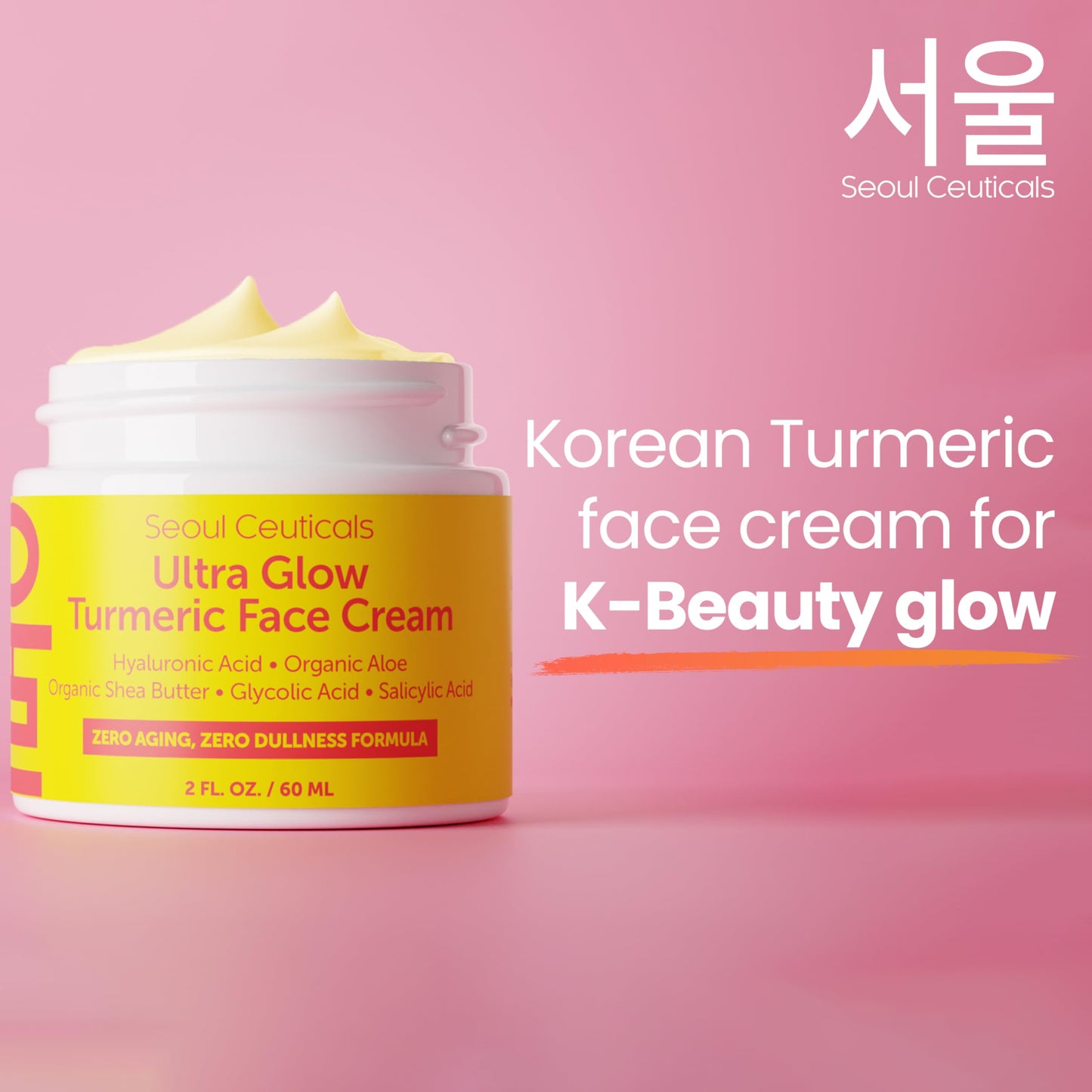 SeoulCeuticals Korean Skin Care Turmeric Cream – Face Moisturizer for Dull Dry Skin - Korean Skincare K Beauty for Glass Skin 2oz