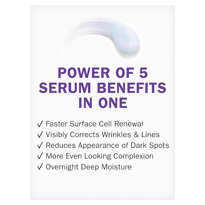 Olay Super Serum Night Repair, Fragrance-Free Trial Size - Niacinamide, Peptide, Salicylic & Lactic Acid, Glycerin - 5-in-1 Skin Care Benefits - Hydrating, Reduces Dark Spots, Anti-Aging, 0.4 Oz