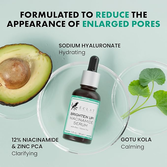 Eclat Skincare Niacinamide Serum - Pore Minimizer for Uneven Complexion - Brightening Niacinamide Serum for Face - Lightening & Moisturizing Skin Care for Dark Spots 1 fl oz