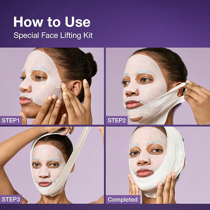 numbuzin No.9 Sheet Mask | NAD+ BIO Lifting-sil Full Face Mask | Improves Jawline, Jowls, Wrinkles, Neck Lines | Peptides, NAD+, Collagen | Skin Firmness | 4 Sheets + Lifting Band