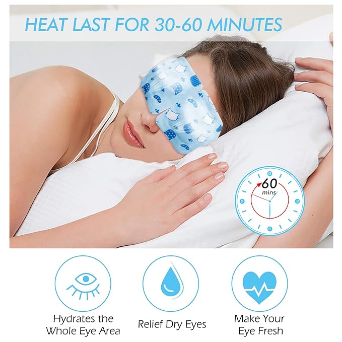 Jekeno Steam Eye Mask, 16 Packs Eye Masks for Dry Eyes, 40-60 Minutes Self Moist Warm Compress Heated Disposable Mask for Sleep, Spa Relaxing Trip Gifts, Travel Essentials for Women Men