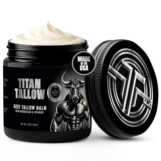 Beef Tallow for Skin, Face & Body Balm with Magnesium for Sleep, Leg Cramps & Pain, Muscle Relaxation, Moisturizing Topical Cream - Organic Grass-Fed & Grass-Finished Tallow, Manuka Honey Lotion