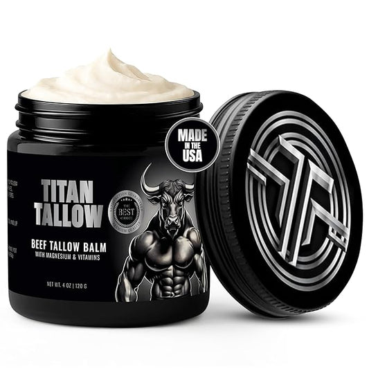 Beef Tallow for Skin, Face & Body Balm with Magnesium for Sleep, Leg Cramps & Pain, Muscle Relaxation, Moisturizing Topical Cream - Organic Grass-Fed & Grass-Finished Tallow, Manuka Honey Lotion