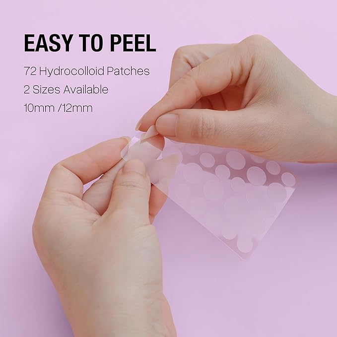 Hydrocolloid Acne Pimple Patches for Covering Zits and Blemishes, Spot Stickers for Face and Skin (72 Count)