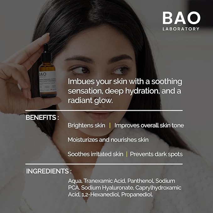 3% Tranexamic Acid Serum with Provitamin B5/Hyaluronic Acid – Soothing Hydrating & Radiant Skin Formula - 30ml