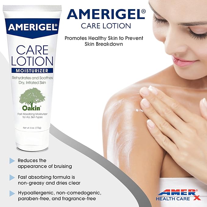 AMERIGEL Care Lotion Bundle - Hypoallergenic Moisturizer (6 oz.) Rehydrates & Soothes Dry Skin - Care Lotion for Diabetic Skin Care (16 oz.) Soothes Irritated Skin