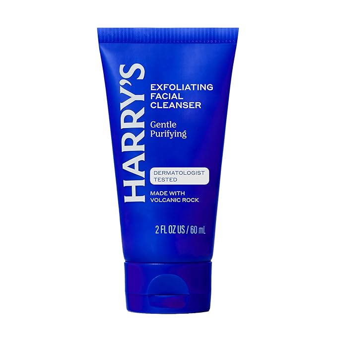 Harry's Exfoliating Face Wash for Men, Gentle Facial Skin Care Products with Volcanic Rock Exfoliant, 7.1 Fl. Oz, Home and Trial and Travel Bundle