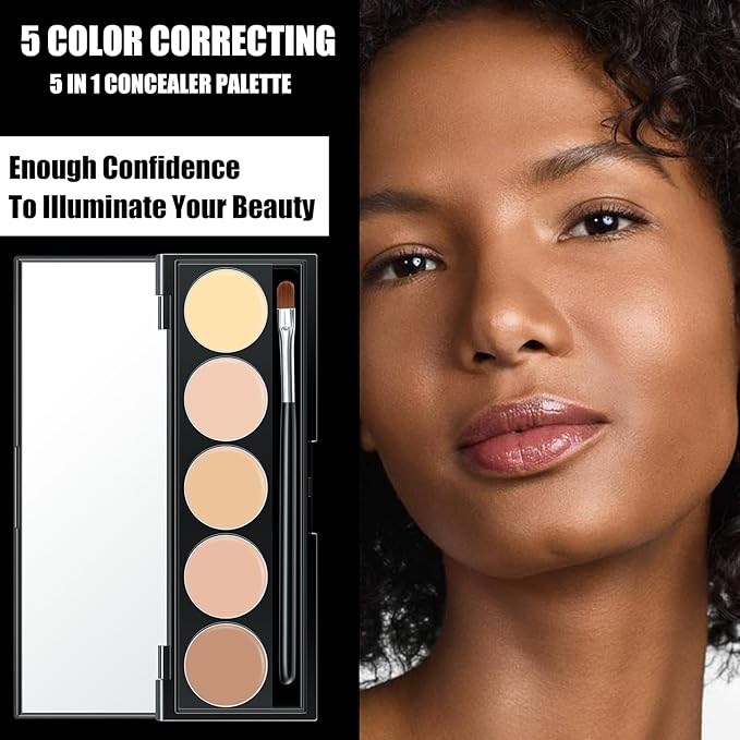 5 In 1 Multi-Use Correcting Concealer Palette,Waterproof Long
