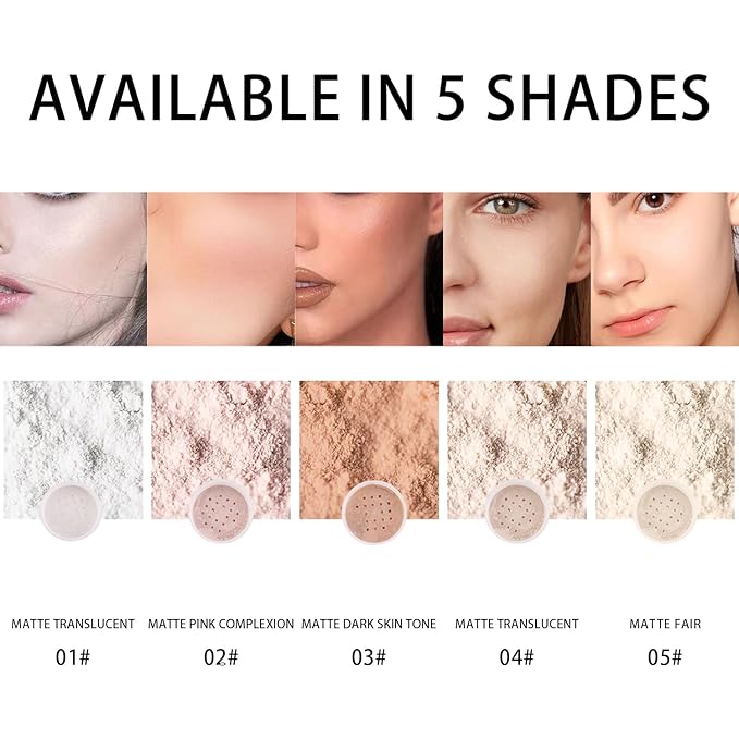 2PCS Loose Face Powder, Oil Control Minimizes Pores Pink Complexion) 8g