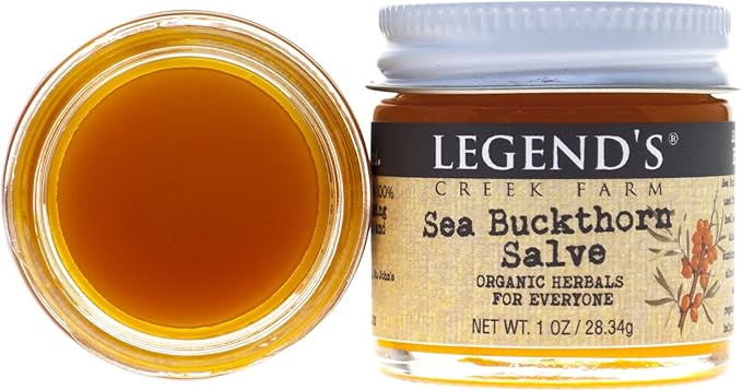 Legend's Creek Farm Herbal Salve - Healing Ointment with Sea Buckthorn Oil & St. John’s Wort - Natural Balm for Dry Skin & Skin Irritations - 1oz. Healing Balm Handmade in USA (Sea Buckthorn)