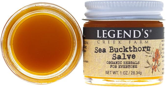 Legend's Creek Farm Herbal Salve - Healing Ointment with Sea Buckthorn Oil & St. John’s Wort - Natural Balm for Dry Skin & Skin Irritations - 1oz. Healing Balm Handmade in USA (Sea Buckthorn)
