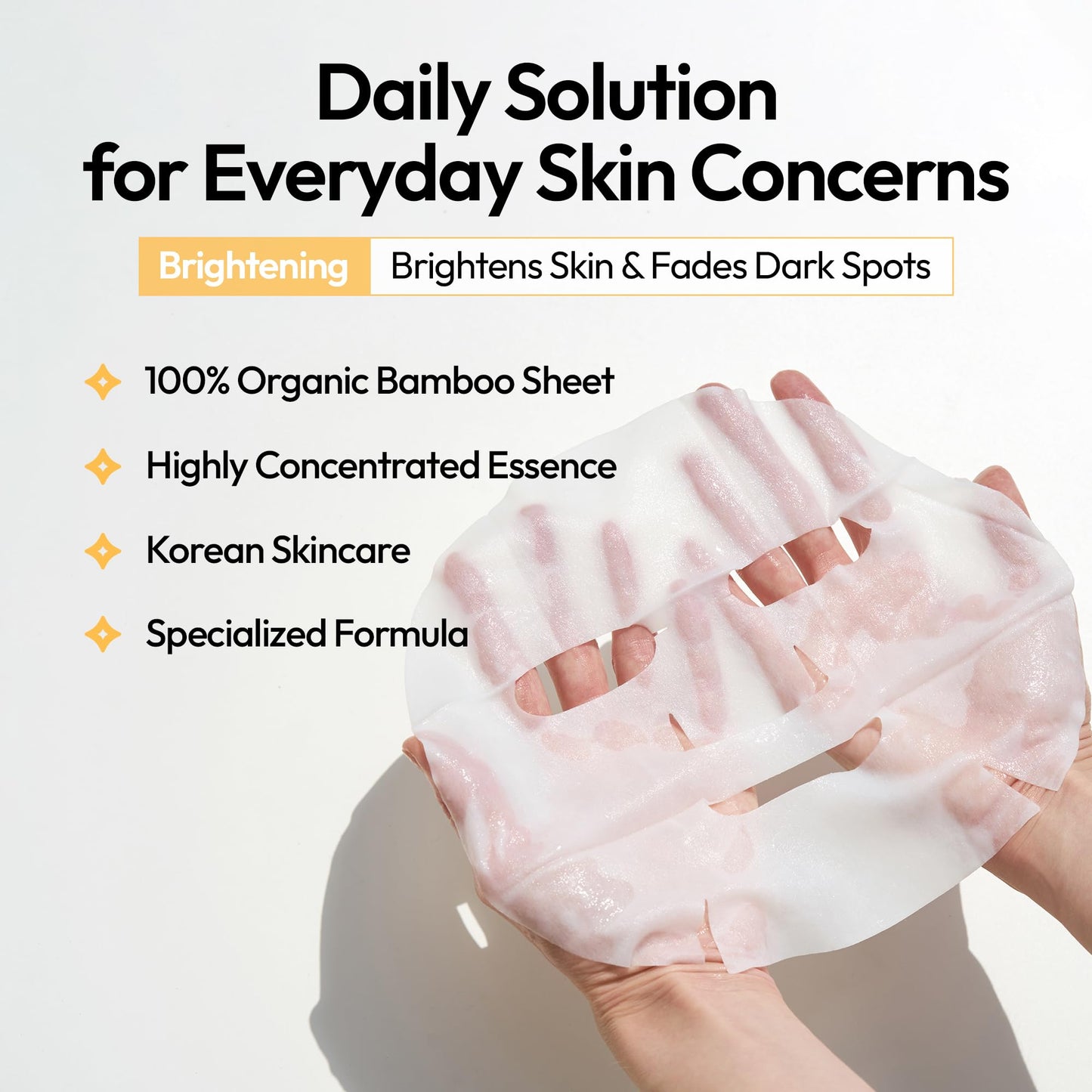 FreeGo Brightening Daily Solution Niacinamide Turmeric Facial Mask Sheet (6-Pack) | K-Beauty Skincare to Glowy Glass Skin