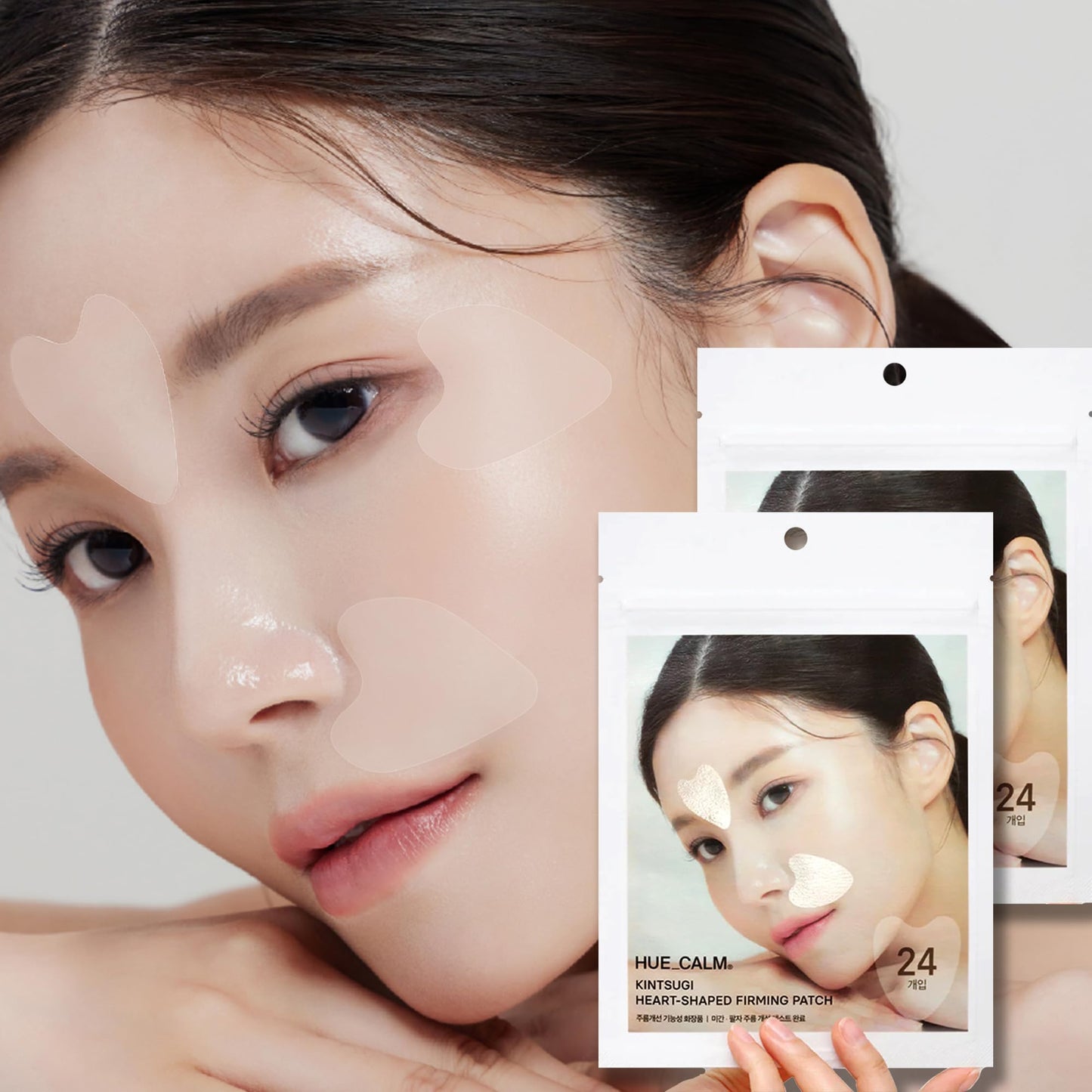 HUECALM Anti-Wrinkle Patches Face Lifting with Hydrolyzed Collagen–Invisible Forehead, Eye, Smile Line Anti-Wrinkle Tape, K-Beauty Overnight Korean Skincare for Women–Facial Self Care (48 Patches-2PK)