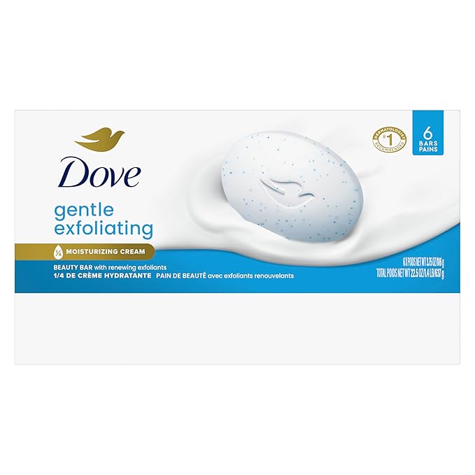 Dove Beauty Bar Gentle Exfoliating With Mild Cleanser 6 Bars More Moisturizing Than Bar Soap For Softer And Smoother Skin 3.75 oz
