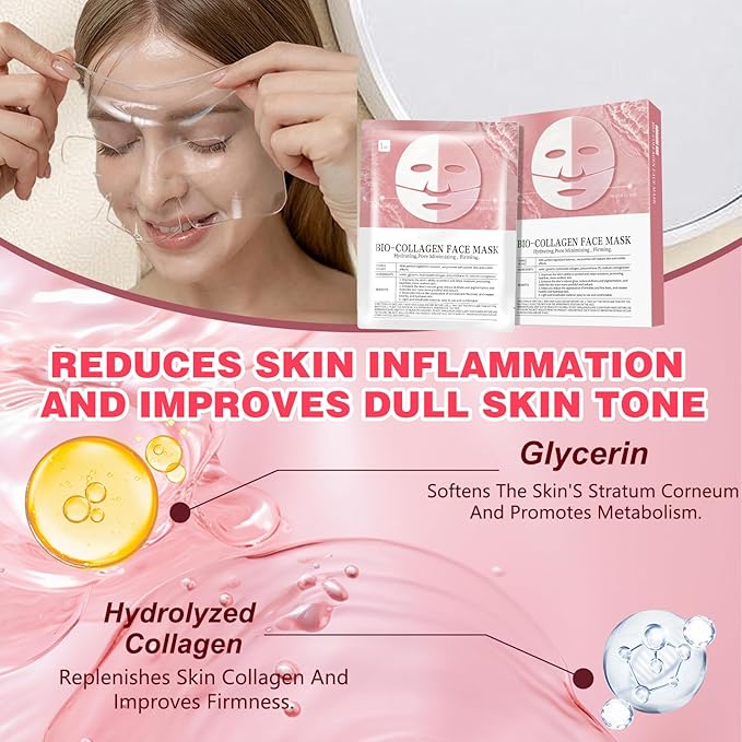 Collagen Face Mask Overnight, Collagen Deep Hydrating Mask, Korean Anti Wrinkle Lifting Face Mask, Original Collagen Hydrogel Sleeping Mask, Elasticity Improvement, Creating Glass Skin (4 Pack)