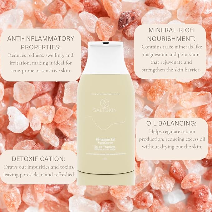 Himalayan Salt Facial Cleanser with Vitamin E and Tea Tree Oil, Moisturizing and Hydrating Face Wash for Normal to Combination Skin, Deep Cleansing Face Cleanser To Balance Skin pH, Vegan 300ml