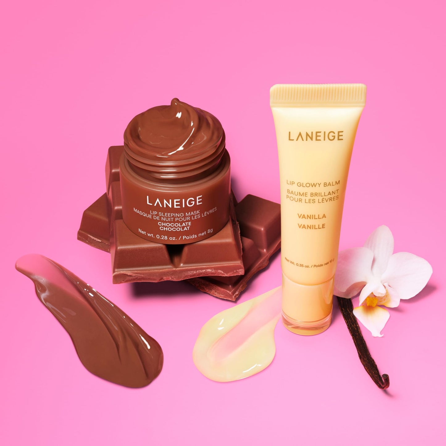 LANEIGE S’more Kisses Set: Hydrating Chocolate Lip Sleeping Mask & Vanilla Lip Glowy Balm