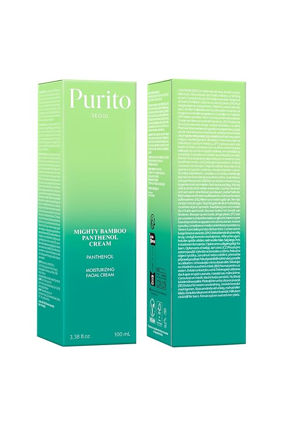 PURITO Mighty Bamboo Panthenol Cream, 10% Panthenol for Post-Acne Moisturizer, Recovery & Glow Boost, Silicone-Free, Non-Comedogenic, Vegan, Korean Skincare, 3.38 fl oz / 100ml