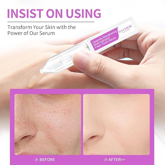 Ceramide Serum for Dry Sensitive Skin - Triple Ceramide Complex + Hyaluronic Acid, Strengthening Moisturizer, Gentle Non-Greasy Formula, 30 Single-Dose Ampoules