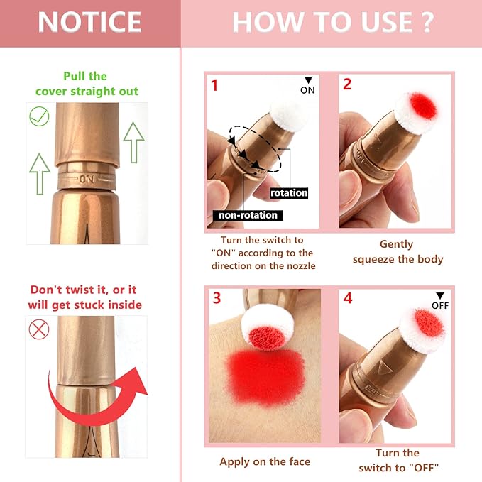 Blush Wand Liquid Cream Blush Stick with Cushion Red Blush)