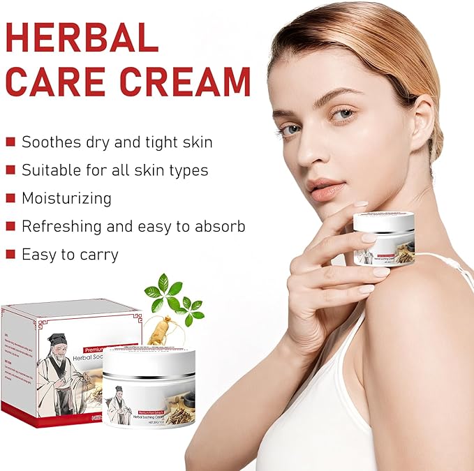 Herbal Body Care Cream, Natural Herbal Soothing Cream, Relieves Dry and Tight Skin, Soothing Skin, Relieves Itching, for Natural Relief of Problems for All Skins Types (2pcs)