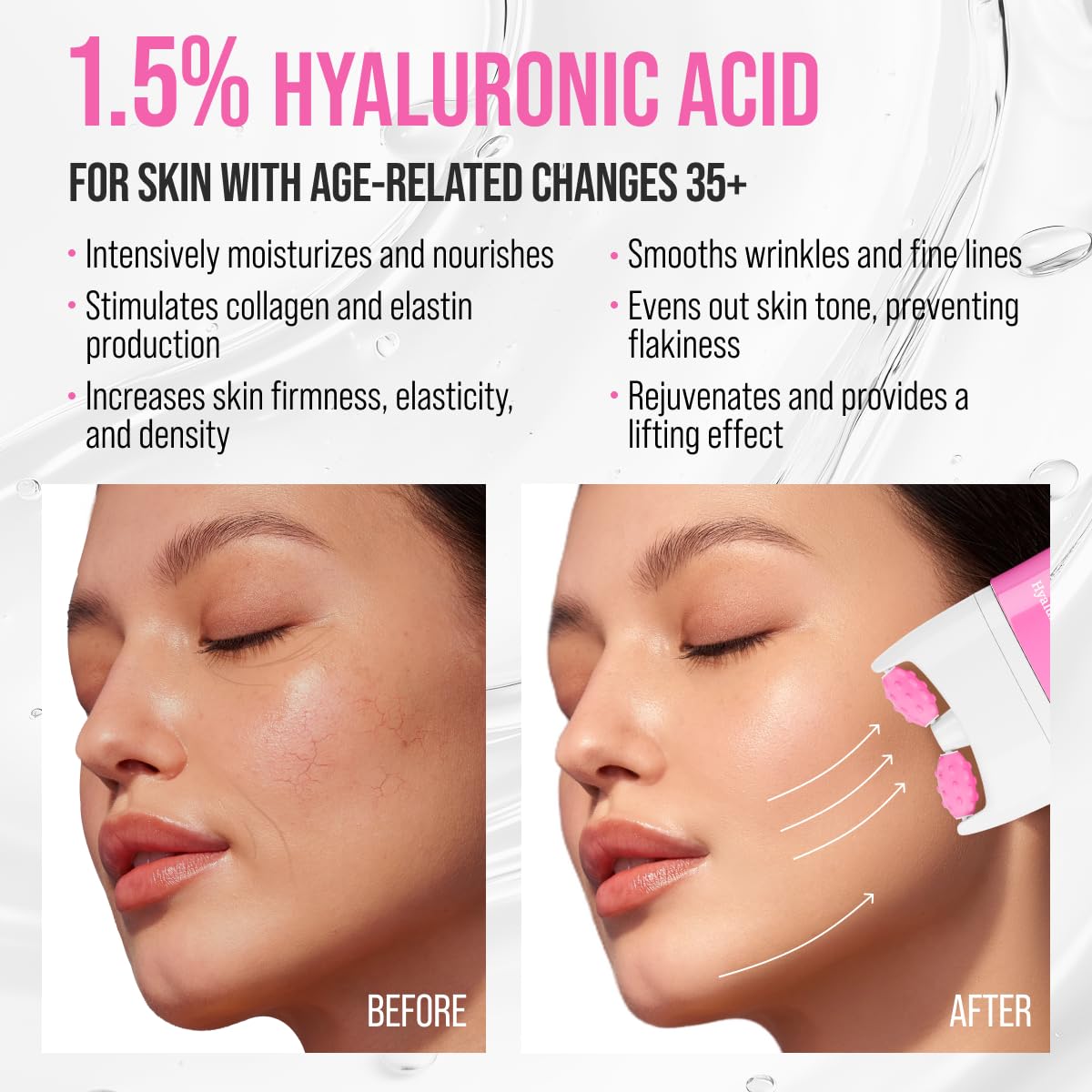 7DAYS Face Moisturizer with Hyaluronic Acid – Korean Skin Care Daily Face Cream for Women – Anti Aging, Anti-Wrinkle, Firming – with Face Roller & Neck Massager – 1.35 fl oz