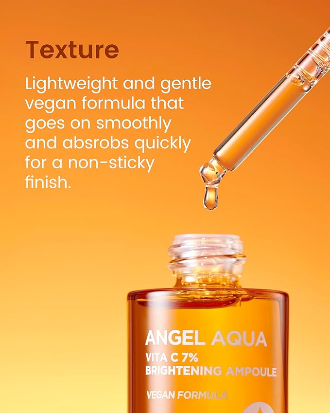 BEYOND Angel Aqua Vita C 7% Ampoule (1.01fl oz) - Vegan Vitamin C Serum for blemish Reduction, Even Skin Tone & Sensitive Skin Care. with 7% Pure Vitamin C, Panthenol,