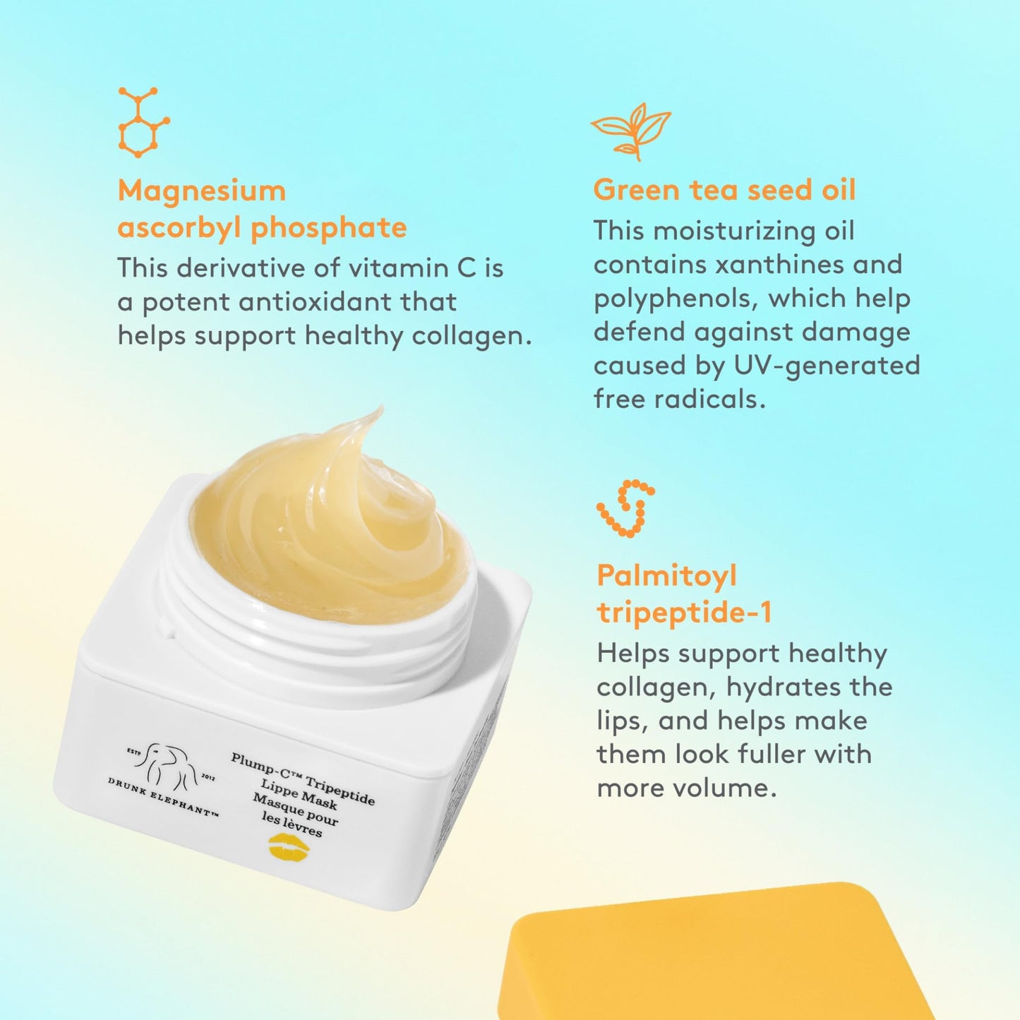 Drunk Elephant Plump-C Tripeptide Lippe Mask- 20 g/ 0.7oz - Clean Clinical Skincare - Cruelty-Free- Free of Essential Oils, Silicones, and Fragrance