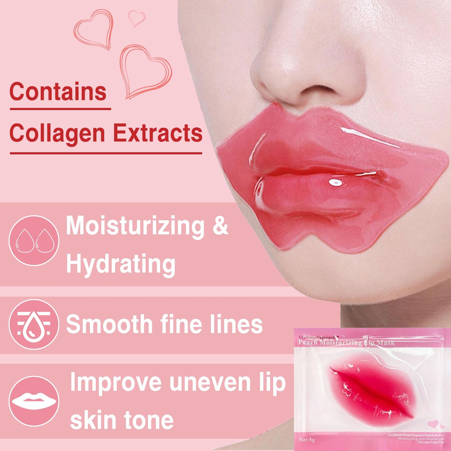 30 Pairs Lip Masks & 24K Gold Eye Masks, Crystal Collagen Under Eye Patches for Puffy Eyes, Wrinkles, Effectively Moisturizing & Reducing Fine Lines & Dark Circle