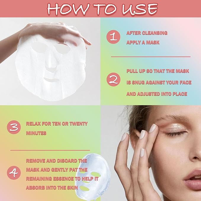 8PCS Face Masks Variety Set,Soft Long Lasting Hydrating Sheet Mask,Moisturizing Face Masks Skincare Set,Facial Mask Skin Care Gift Set Suitable for All Skin Types