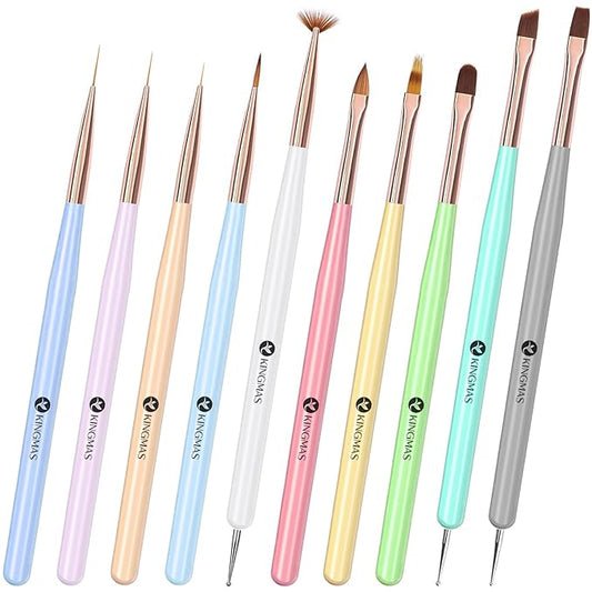 KINGMAS Nail Art Brushes, 10Pcs